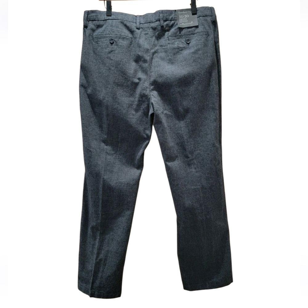 Banana Republic Kentfield Men's Straight Fit Dark Gray Plaid Pants Sz 35x30 - Picture 2 of 12